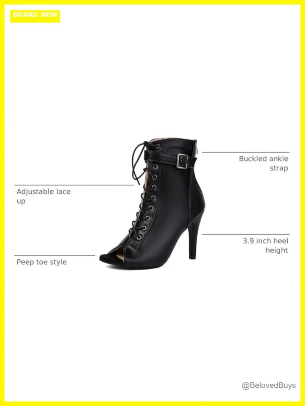 Women's Peep Toe Lace Up High Top Heeled Sandals Faux Leather Summer Boots
